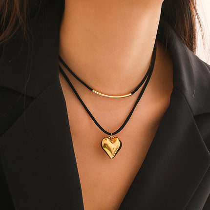 Double Layer Heart Pendant Necklace