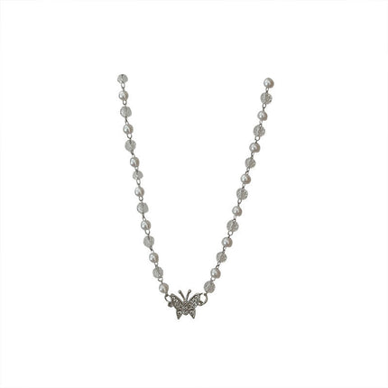 Pearl Butterfly Charm Necklaces