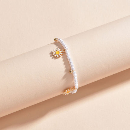 Summer Pearl Daisy Pendant Beach Sweet Cute Anklet Chain