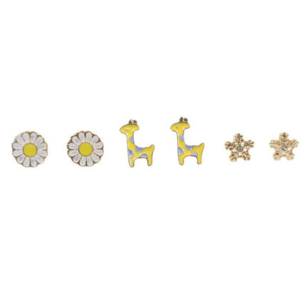 Giraffe flower snowflake stud earrings set