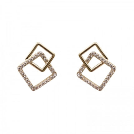 Geometry Hollow Rhinestone Squares Earrings - FASHION SHEGOODS LLC
