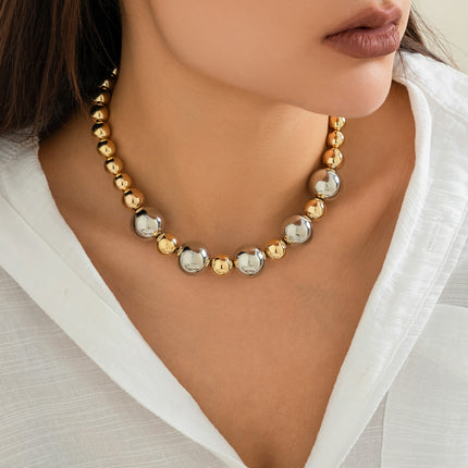 Women CCB Beads Imitation Pearl Collar Choker Necklace