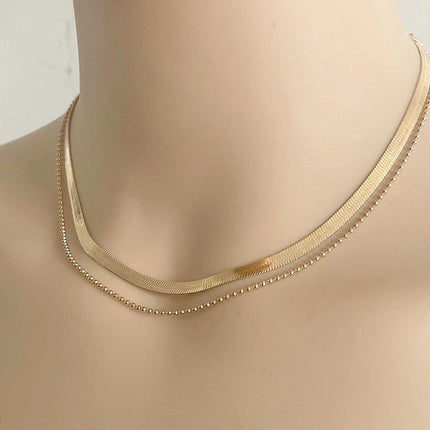 Double Layer Herringbone Snake Chain Necklace
