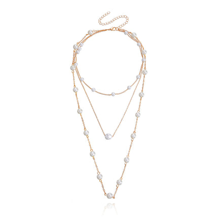 Women Layered Pearl Beads Necklace