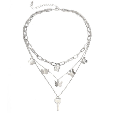 Layer Chain Butterfly Necklace - FASHION SHEGOODS LLC