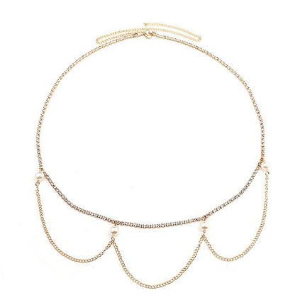 Classic Retro Simple Rhinestone Pearl Body Chain