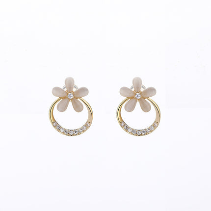 Opal Flower Stud Earrings - FASHION SHEGOODS LLC