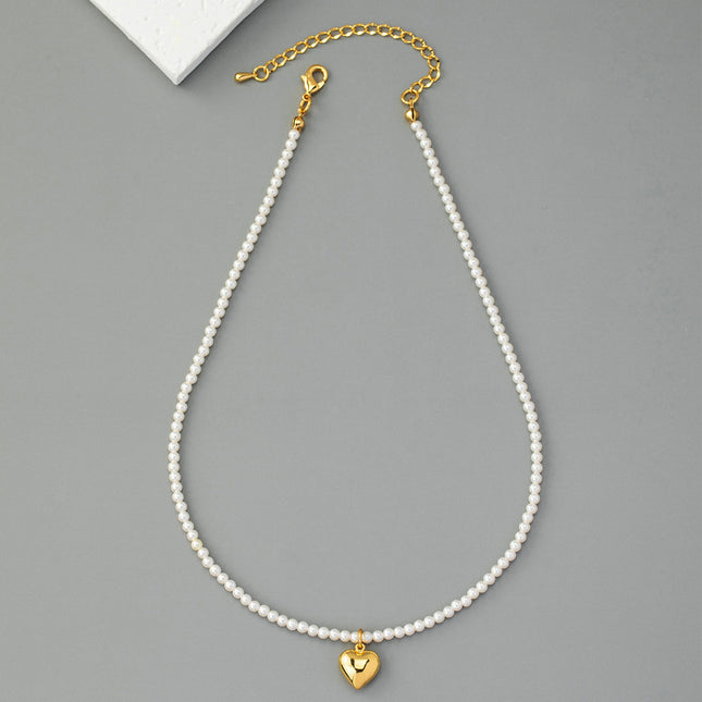 Heart Pearl Beads Chain Choker Necklaces - FASHION SHEGOODS LLC