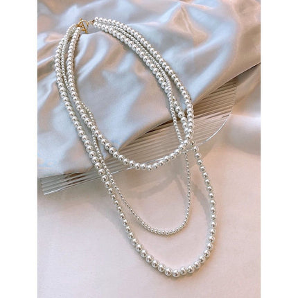 Long Multi-layer Pearl Beaded Sweater Chain Necklace for Women - FASHION SHEGOODS LLC