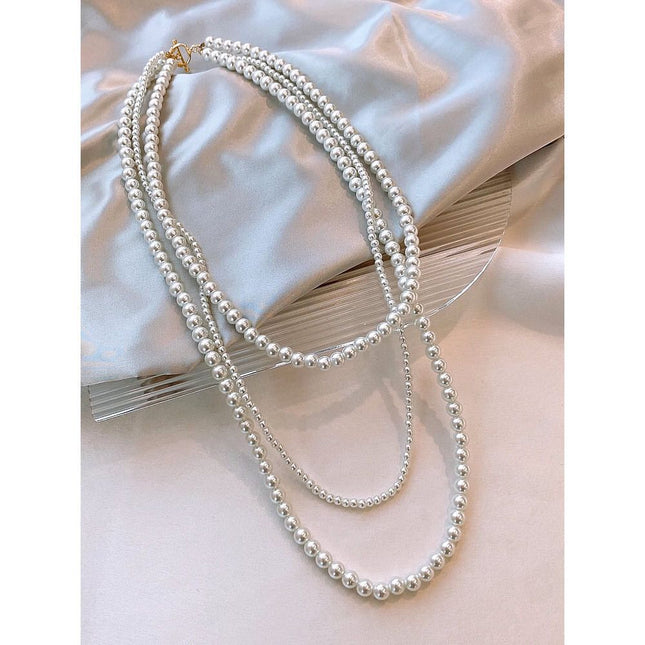 Long Multi-layer Pearl Beaded Sweater Chain Necklace for Women - FASHION SHEGOODS LLC