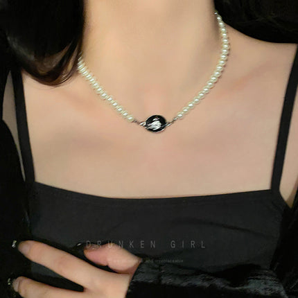 Pink Color Pearl Saturn Necklace