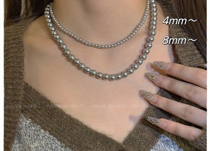 Gray Glass Pearl Fashion Necklaces for Gift