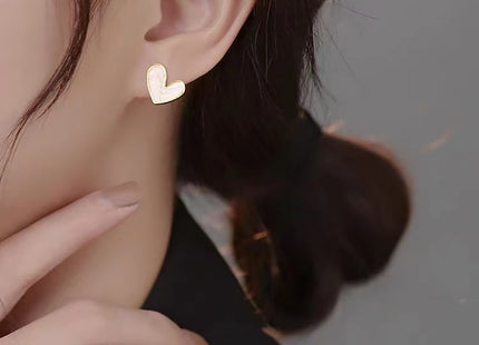 Black White LOVE Heart Stud Earrings for Women