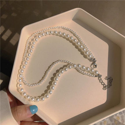 Double Pearl Necklace Court Style Necklace