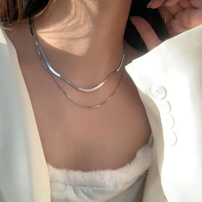 Double Layered Snake Bone Chain Necklace
