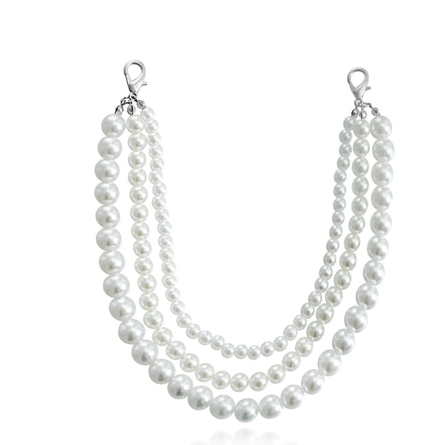 Three-Layer High Gloss Pearl Shoe Charms Chains Foot Decoration
