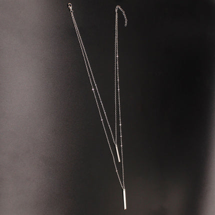 Layered Rectangular Pendant Necklace