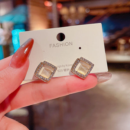 Opal Earrings Geometric Square - FASHION SHEGOODS LLC