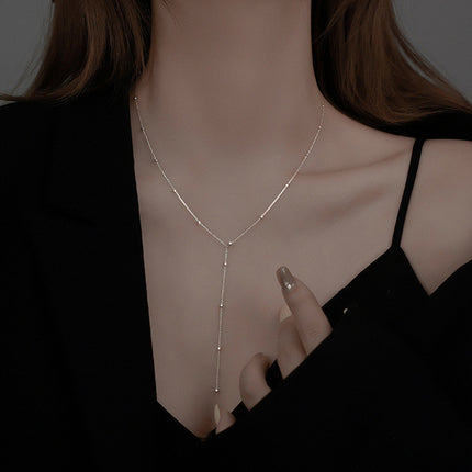Tassel Y Long Bead Chain Necklace
