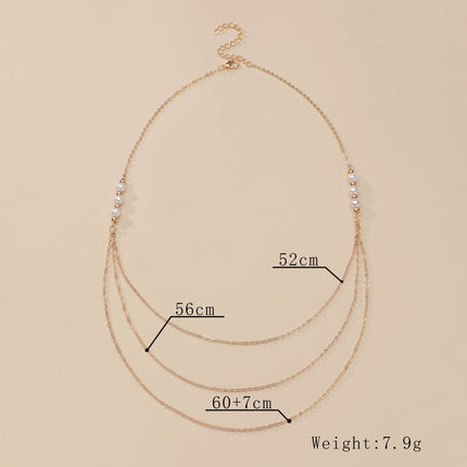 Dainty Multi Layer Chain Baroque Pearl Necklace