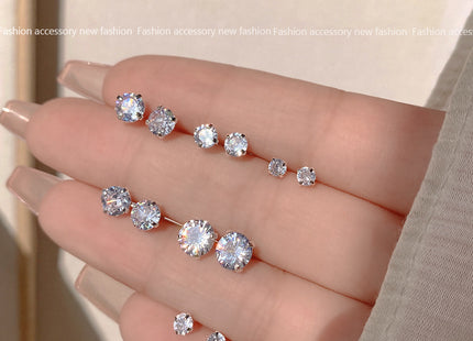 Round Crystal Zircon Stud Earrings