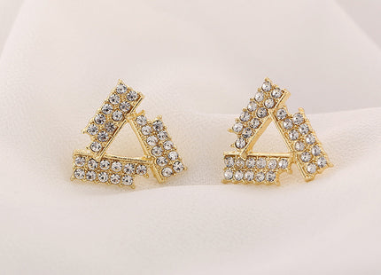 Full Rhinestone Triangle Shape Stud Earrings