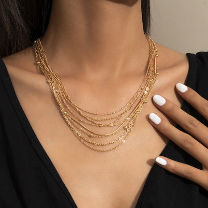 Multi Layer Link Chain Necklace Women - FASHION SHEGOODS LLC