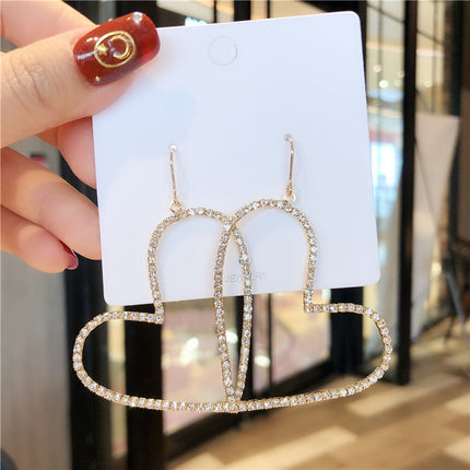 Rhinestone Hoop Heart Earings