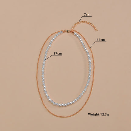 Multilayer Elegant Pearl Necklaces Gold Metal Chain - FASHION SHEGOODS LLC
