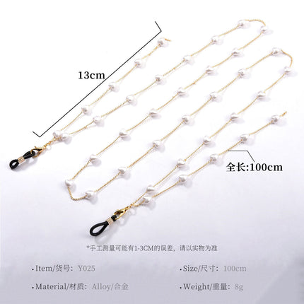 Heart Pearl Color Clip Bead Metal Glasses Chain