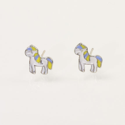 Colorful Unicorn Enamel Stud Earrings