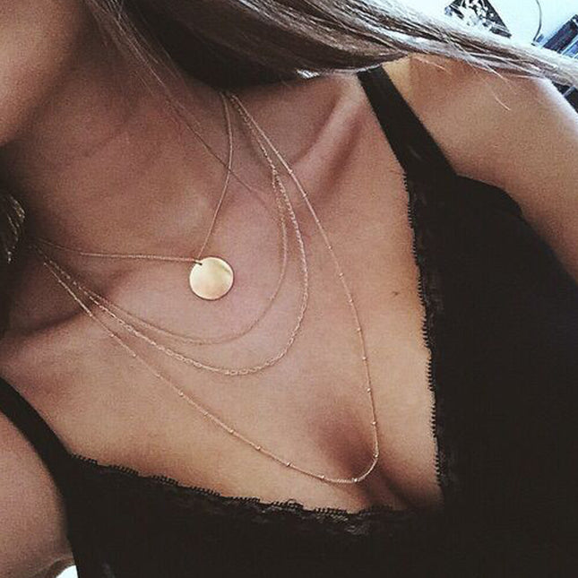 Link Chain Multi Layer Tassel Girls Pendant Necklace