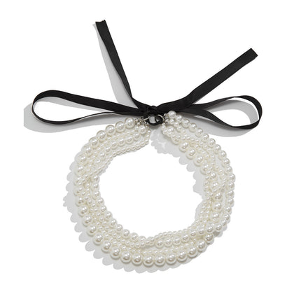 Elegant Multilayer Imitation Pearl Chain Necklace Women
