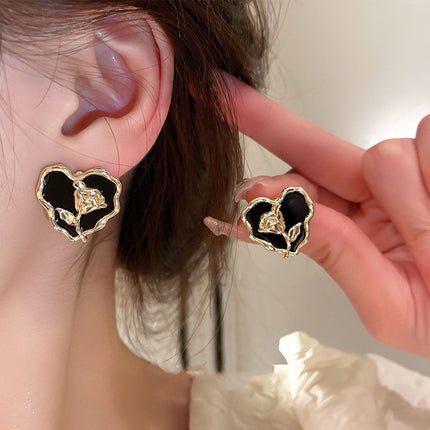 Love Heart Flower Earrings - FASHION SHEGOODS LLC