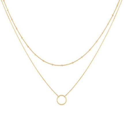 Circle Double Layer Necklace Bead Chain
