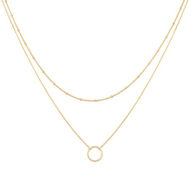 Circle Double Layer Necklace Bead Chain