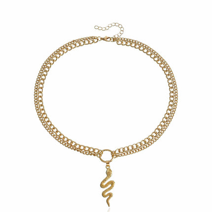 Snake Shaped Pendant Necklace Creative Punk Cuban Chain