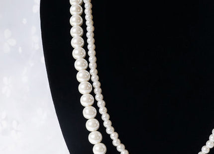 Double Layered Glass Pearl Statement Necklace Wedding