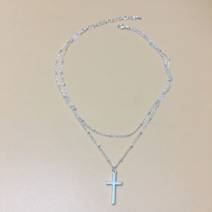 Multi Layered Cross Pendant Necklace for Women