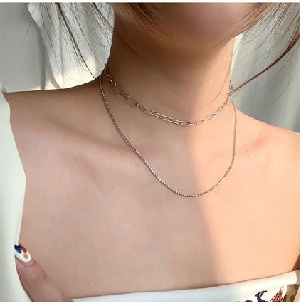 Paperclip Box Chain Layer Necklace - FASHION SHEGOODS LLC