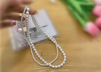 Faux Pearl Strand Layered Choker Bridal Necklace Wedding Jewelry