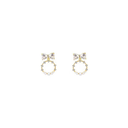 Elegant Vintage Rhinestone Bow Drop Earrings