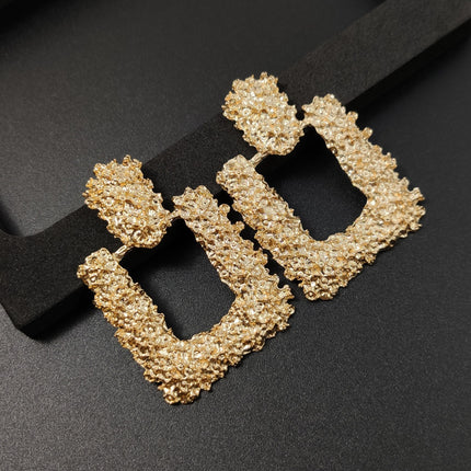 Hollow Large Square Stud Statement Earrings - FASHION SHEGOODS LLC