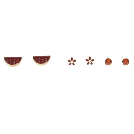 Watermelon fruit stud earrings set