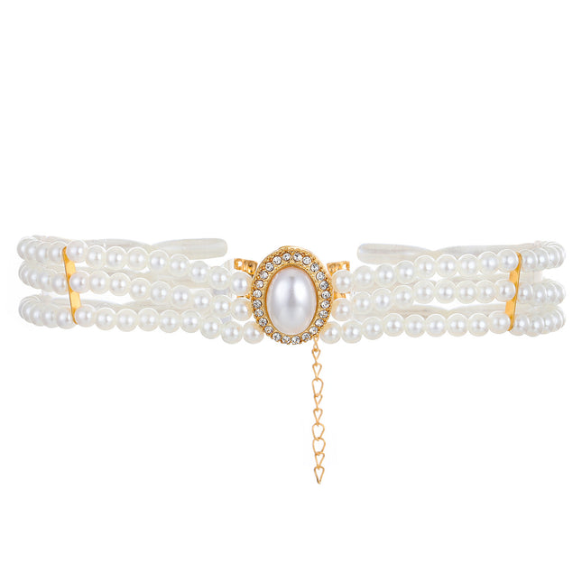 White Three Layer Pearl Bead Necklace