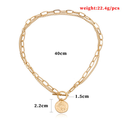 Punk Irregular Round Medal Coin Necklace