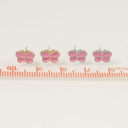 Butterfly Enamel Pink Stud Earrings