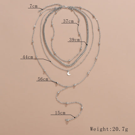 Fashion Jewelry Moon Pendant Layered Necklace