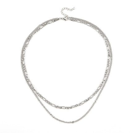Multi Double 2 Layers Simple Chain Necklace - FASHION SHEGOODS LLC