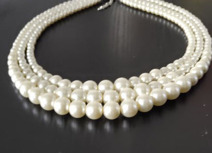 Vintage Multi Layered Faux Pearl Necklace Wedding Bride Necklace
